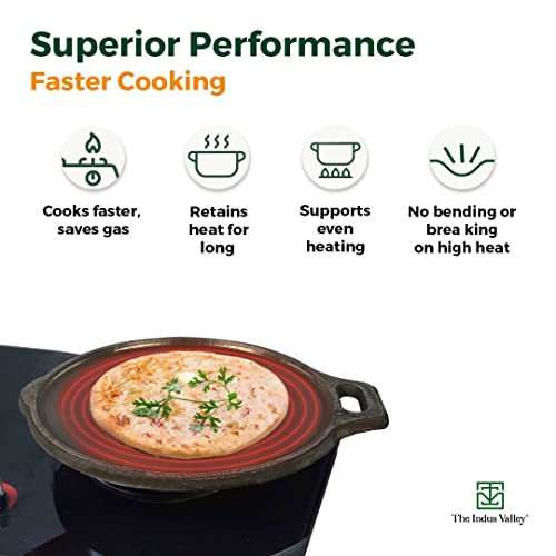The-Indus-Valley-Super-Smooth-Cast-Iron-TawaTava-for-DosaRotiChappatiNaan-with-Handle-108-Inch-25kg-Gas-Induction-friendly-Pre-seasoned-100-Toxin-free-Naturally-Non-stick-Long-Lasting