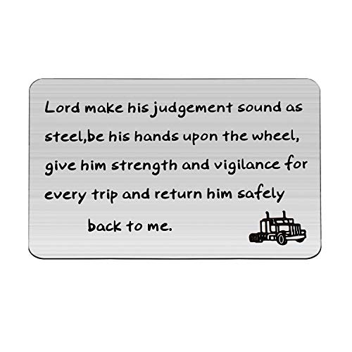WSNANG Truck Driver Gift Drive Safe Wallet Card for Daddy Husband Trucker Prayer Gift for Truckers Wife Girlfriend (Trucker WC)