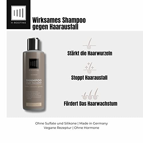 Foto von H-ROOTINE Shampoo gegen Haarausfall für Frauen - Coffein-Shampoo für dünner werdendes & kraftloses Haar • Ohne Parabene & Silikone - Anti Hairloss Women 200ml (1er-Pack)