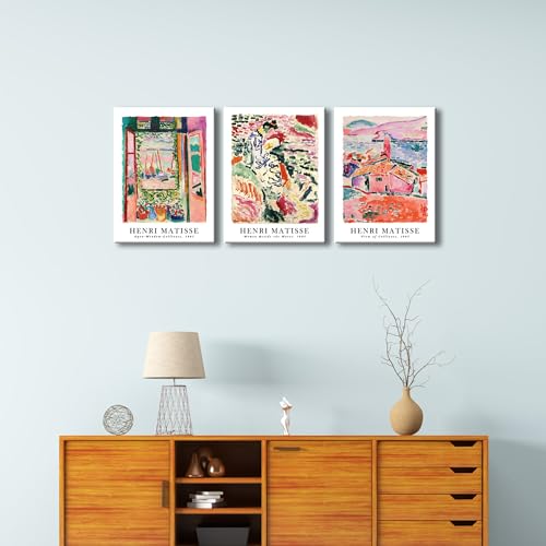 Wieco Art Canvas Wall Art 3 Piece Henri Mattise Art Abstract Colorful Matisse Posters Canvas Prints for Wall and Home Office Decorations