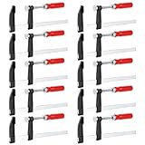 SHUESS Schraubzwingen Set 10 Stück aus Metall 50x200mm F-Zwingen, hohe Spannkraft 272 kg Spannkraft, Clamp mit rutschfestem Griff, Schraubzwingen groß klein für Holzarbeiten, Möbelbau, DIY Werkstatt