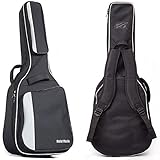 Acoustic and Classical Guitars Gig Bag Full Size (41 inch) by Hola! Music, Deluxe Series with 15mm Padding, Black