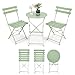 LEADZM Bistroset 3-teilig Klappbar Metall,Bistrotisch mit 2 Klappstühlen Balkonset Gartenmöbel,Wetterfest Sitzgarnitur für Balkon, Garten & Terrasse (Grün)