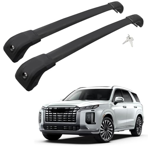 Car Roof Rack Cross Bars Compatible with 2019-2023 Hyundai Palisade SE SEL XRT (Fit for Flush Side Rails), Aluminum Lockable Roof Cross Bars for Kayak Bike Rooftop Cargo Carrier Bag Basket Luggage