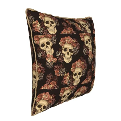 Housse de coussin en velours durable imprimé crâne rose
