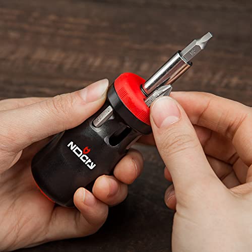 Nocry Stubby Ratcheting Screwdriver Kit With 14-In-1 Mini Bit Set Including Flathead, Hex, Torx, Square And Pozidriv Tips #TOP1
