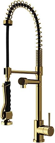 VIGO Zurich Matte Gold Kitchen Faucet with Pull-Down Sprayer | Single-Handle Kitchen Sink Faucet with Easy-Grip Extendable Sink Sprayer | Solid Brass Faucet for Kitchen Sink with 1.8 GPM Spout