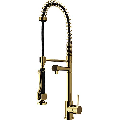 Vigo Zurich Matte Gold Kitchen Faucet With Pull-Down Sprayer | Single-Handle Kitchen Sink Faucet With Easy-Grip Extendable Sink Sprayer | Solid Brass Faucet For Kitchen Sink With 1.8 Gpm Spout #TOP17