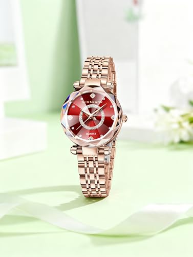 Giordano Analog Watch for Women, Rose Gold, Red - Image 4
