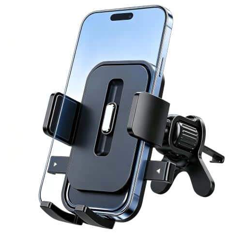 Motswedi Soporte Movil Coche, 360° Rotación, Liberación de un Botón, con Clip de Gancho y Patas, Doble Soporte, Soporte Movil, Adecuado para iPhone, GPS, Smartphone (4.0''-7.0'')