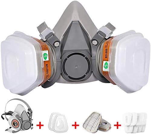 Half Facepiece Reusable Respirator with Filters, Skilled GAS Respirator Face Cowl Set for Portray, Mud, Natural Vapors, Chemical, Machine Sprucing, Welding, Sanding, DIY, Automotive Spraying, Medium