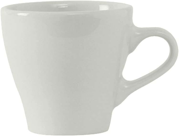 Tuxton China BEF-1208 Cappuccino Cup, 12 oz., 4" Diameter x 3-3/4"H, Microwave and Dishwasher Safe, Oven Proof, Fully Vitrified, Ceramic, DuraTux, Europa, American White/Eggshell, Pack of 24