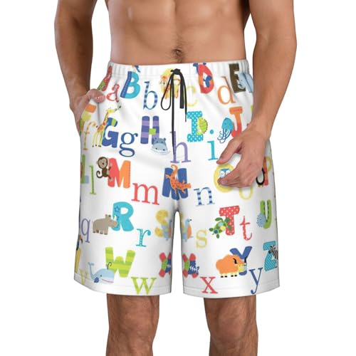 Pantalones cortos de playa de diseño alfabeto animal confeccionados con forro de malla premium