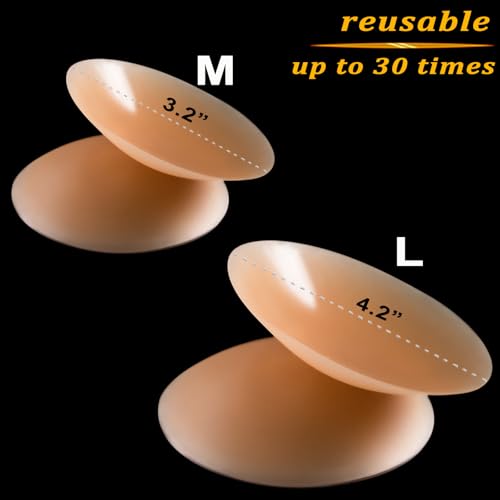 PRETTYWELL Nipple Covers for Women,Waterproof Silicone Nipple Pasties Reusable,Ultra Thin Adhesive Nipple Cover Petals