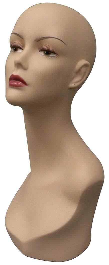 ROXY DISPLAY Two Realistic Female Mannequin Head Flesh Tone Pretty Make-up(TINAF3-MD X 2 PCS)