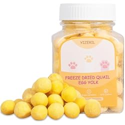 yizeril Freeze-Dried Quail Egg Yolk Cat Dog Treats,Single Ingredient Pet Snacks High Protein,Human Grade Grain-Free,Supports Skin & Coat (7.2oz)