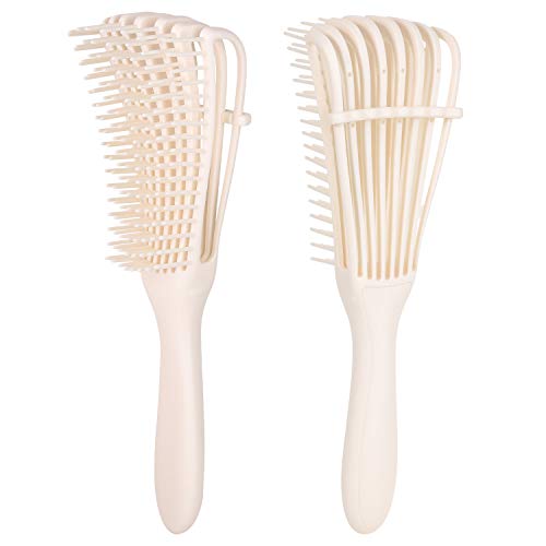 2 Pieces Detangling Brush Hair Detangler Comb for Black Natural Hair Curly Hair Afro 3/4abc Texture Wet or Dry Use