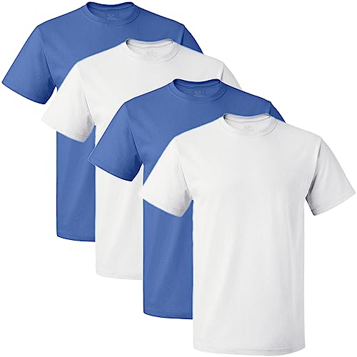FOL Men's 5 oz. HD Cotton T-Shirt-ROYAL/WHITE-XL-4 Pack