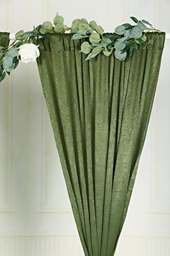 Sherway 2 Panels 4.8 Feet X 10 Feet Olive Green Thick Satin Wedding Backdrop Drapes, Non-Transparent Window Curtains For Party Ceremony Stage Decoration #TOP4