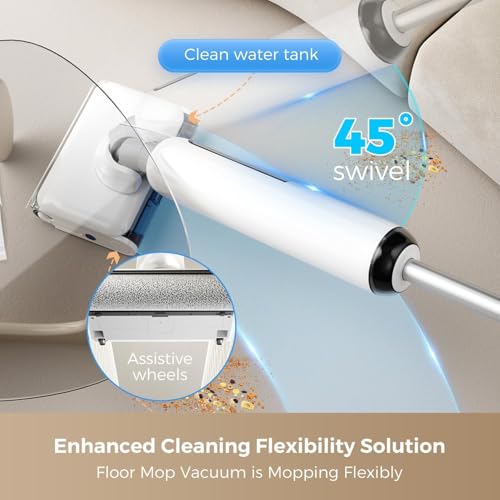 Image of Wet Dry Vacuum Cleaner, Cordless Vacuum Mop Combo for Hard Floors, 23000Pa Powerful Suction, 180 Lay-Flat, Self-Cleaning Floor Washer with 45 Min Runtime, Anti-Tangle Brush, Dual Tank