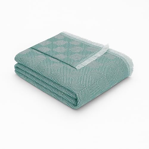 Textilhome Copridivano e Copriletto Multiuso – Telo Arredo Plaid Foulard Modello Dante, 180x285 cm, Copertura per Divano. Colore Acquamarina, Certificato OEKO-TEX
