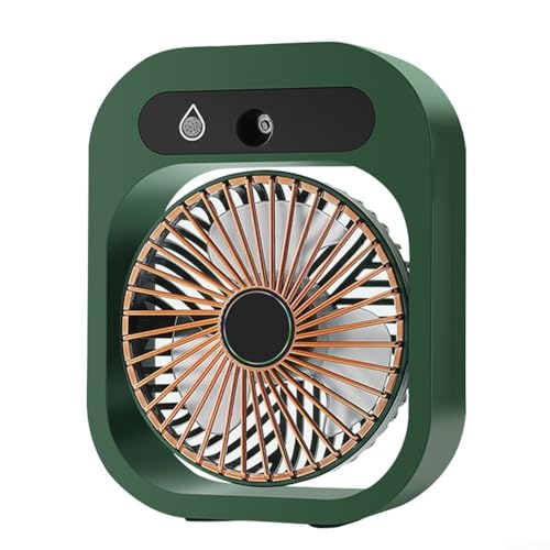 Aprilsunnyzone Ventilador de nebulización portátil para el hogar, cocina, oficina, dormitorio, aire de bajo ruido, humidificador recargable USB de enfriamiento (verde)