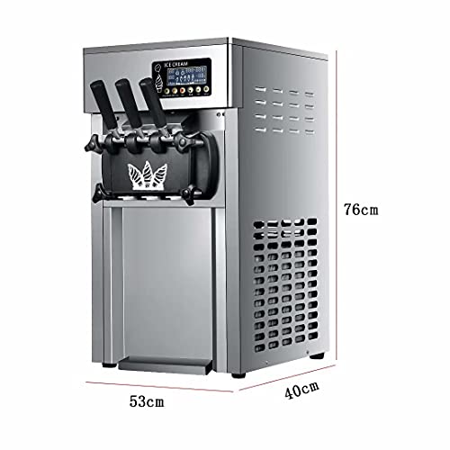 Foto von Kommerzielle Eismaschine, 1200 W 16L-18 / H Edelstahl Smoothie Frozen Drink Maker 3 Geschmacksrichtungen Sweet Cone Ice Cream Maker für den gewerblichen oder privaten Gebrauch