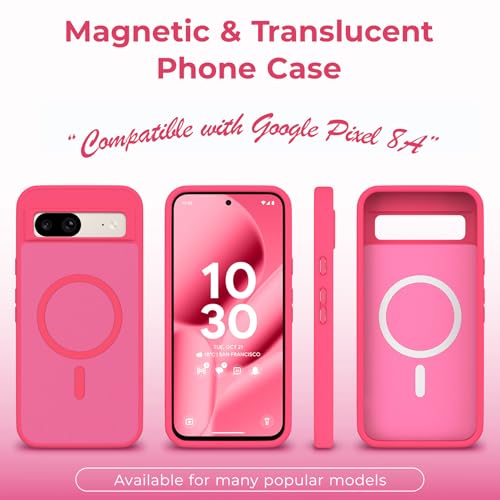 Coque Google Pixel 8 antichoc rose rouge mate compatible MagSafe contre chutes et rayures
