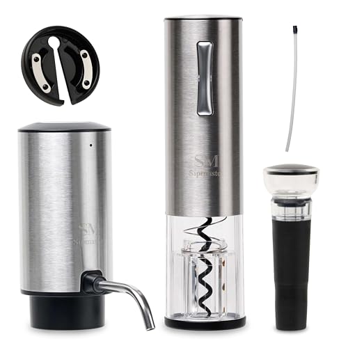 Rechargeable Electric Wine Opener Set with Wine Aerator, Foil Cutter, Bottle Stoppers, and Wine Aerator Pourer Spout — Perfect for Home, Bar, Parties & Outdoors