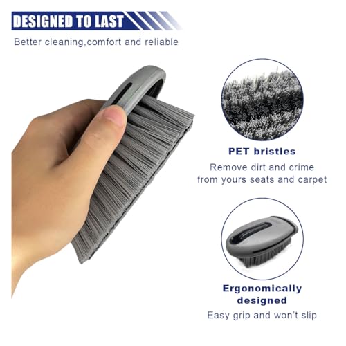 Carpet and Upholstery Cleaning Brush, Hanging Hole Car Cleaning Brush, Leather Seat Brush, Car Detailing Carpet Brush for Car Interior and Home, Fits Scrubbing Couch, Clothes, Tile (Gray)