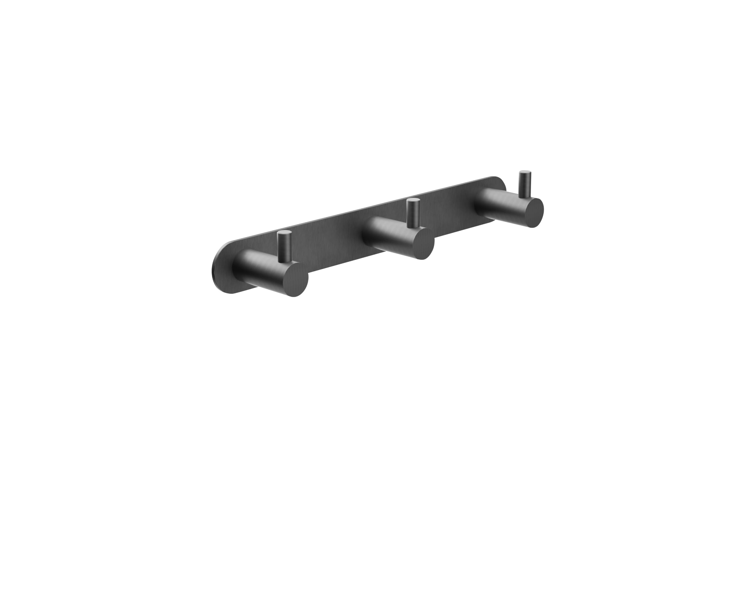 NOLUXA IMEX - Percha Triple Baño Adhesiva sin Taladro Negra | Colgador de Toallas para la Ducha | Accesorio de Cuarto de Baño Resistente a Humedad | Doble Sistema de Fijación (Atornillado o Pegado)