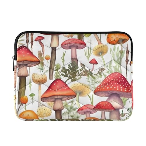 Funda para portátil 13-14 pulgadas impermeable blanca con diseño de hongos