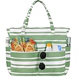 WORPICE Beach Bag - Large Beach Bags for Women with Zip Waterproof Sandproof Women Tote Bag, Summer Handle Zipped Tote, for Beach Travel Holiday Swimming