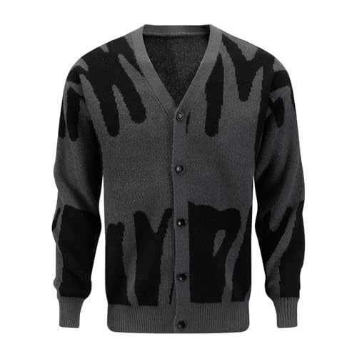 Cardigan de punto hombre con cuello de chal y botones chaqueta informal lisa para invierno