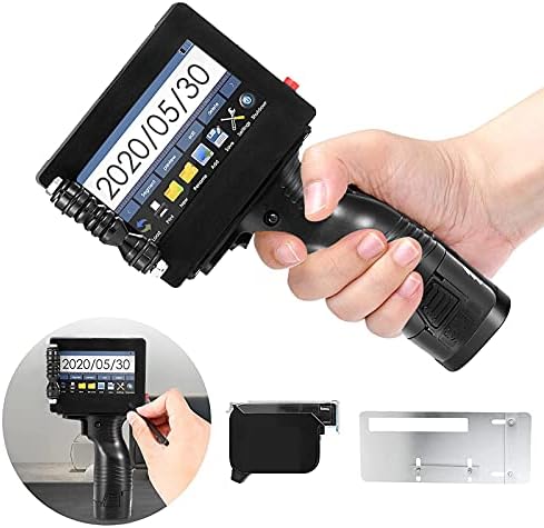 Handheld Inkjet Printer with 4.3 Inch HD Touch Screen, Portable Inkjet Printer with Quick-Drying Ink Cartridge, Handheld Printer for Label/Production Date/Barcode/QR Code(Support 100 Languages)