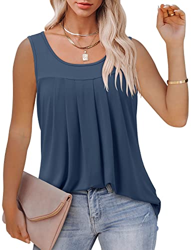 Bette Boutik Blue Tank Tops For Women Ladies Tank Tops Crewneck Camisole Sleeveless Tunic Shirt Undershirt For Women Haze Blue 3X-Large #TOP1