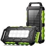Solar Powerbank 26800mAh PD 15W Tragbares Powerbanksolar USB C Outdoor Wasserdichtes Externer Akku mit LED-Licht und 3 Ausgängen Solar Ladegerät für Tablets Smartphones Camping und mehr Minzgrün