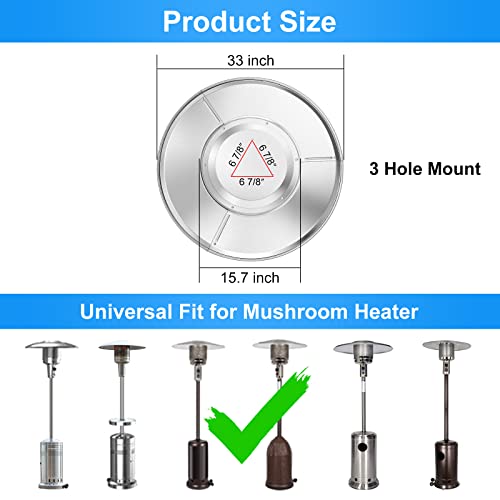 Arlba Upgraded Outdoor Patio Heater Reflector Shield, Propane Heat Reflector Shield Top For Outdoor Heaters,Outdoor Heater Replacement Dome Part With All Hardware,33 Inch Universal Fit thumb #6