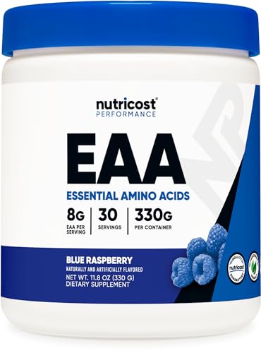 Nutricost EAA Powder 30 Servings (Blue Raspberry) - Essential Amino Acids - Non-GMO, Gluten Free, Vegetarian Friendly