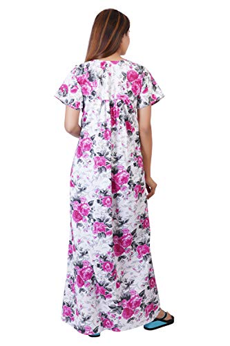 Image of Women's Cotton Block Print Knee Length Nighty