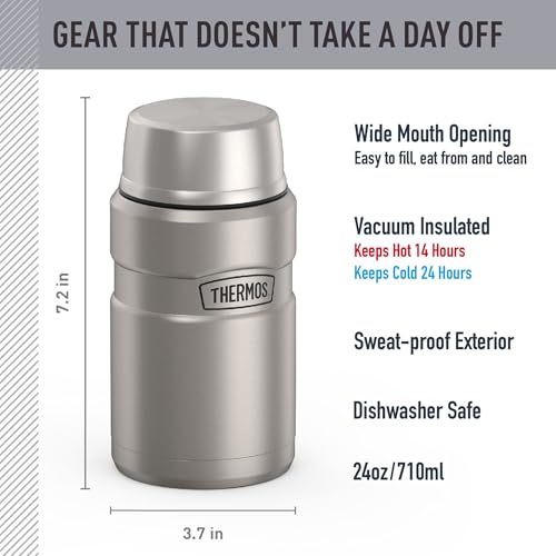Image of THERMOS Stainless King Vacuum-Insulated Food Jar, 24 Ounce, Matte Steel