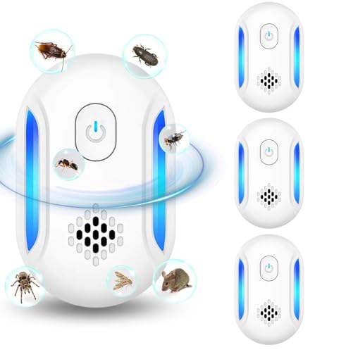 COMBLU 2025 Upgrade Ultrasonic Pest Repeller, Ultrasonic Pest Repellent, 4 Pcs Ultrasonic Insect Repellent Effective against Roach, Rodent, Mouse, Bugs, Mosquito, Mice, Spider, Ant etc