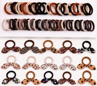 80pcs Bow Hair Ties Set (Mixed Coffee)
