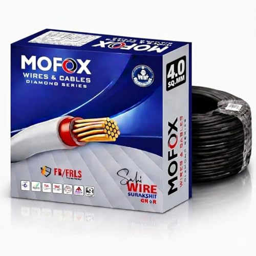 Image of MOFOX Diamond Series FR /FRLS Electrical Wire, Multi-Strand Copper Conductor 90 Meter (BLACK, 4.00 SQ MM)