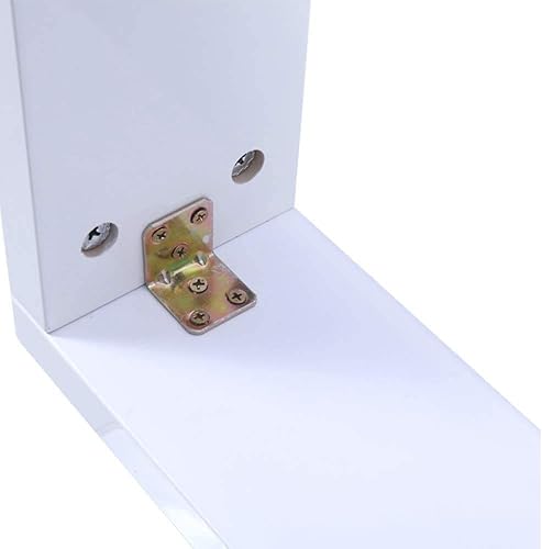 Miniatura 7 de Mesa de centro rectangular de cristal, moderna mesa de centro lateral con estante inferior, patas de madera para muebles de sala de estar (blanco)