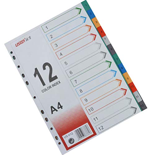 Divisores de páginas NUOBESTY A4, Divisor de página com divisor colorido para caderno, 24 folhas