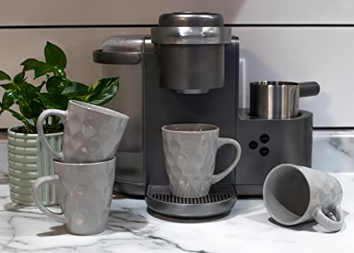 Elanze Designs Dimpled Silver Grey 12 Ounce Glossy Ceramic Mugs Matching Set Of 4 #TOP5