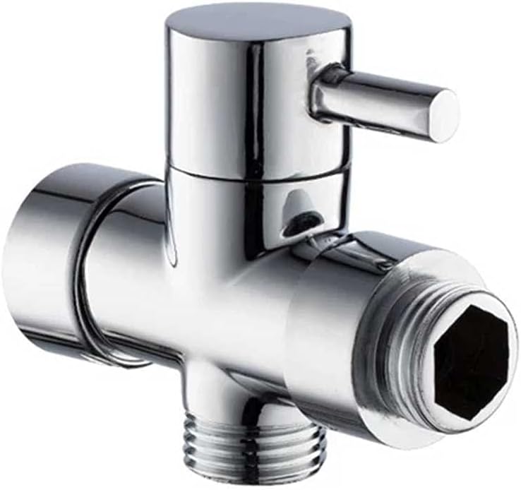 Chrome Brass 1/2"7/8" T-adapter 3 Ways Valve for Bathroom Shower Diverter Bath Toilet Bidet Sprayer Shower