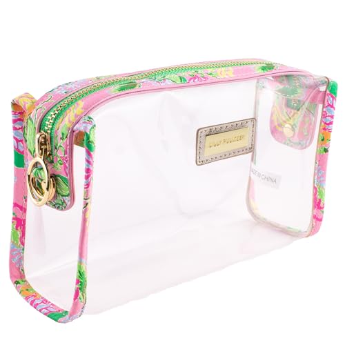 Lilly Pulitzer Bolsa de zíper transparente, estojo de lápis bonito para adultos, bolsa de higiene de viagem, bolsa pequena para suprimentos, maquiagem ou artigos de higiene pessoal (Via Amore