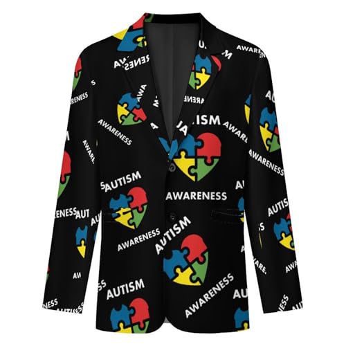 Autism Awareness Casual Suits Jackets for Men Two Buttons Business Coat Wedding Dinner Party3